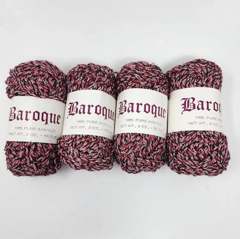 4 Skeins Vintage Baroque Yarn Variegated Color Red Pink Black 56 g Each Acrylic